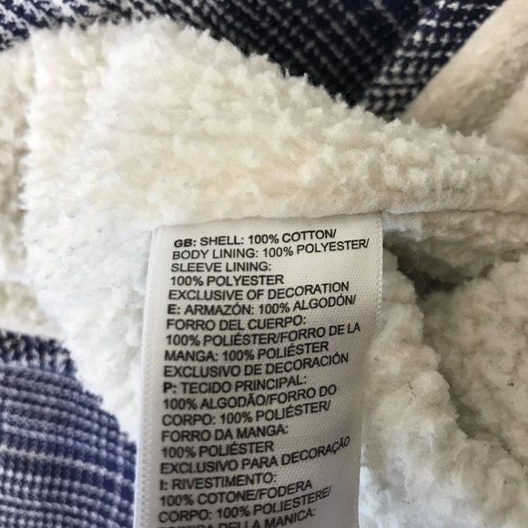 THE NORTH FACE ~ WOMENS SMALL ~ BLUE PLAID SHERPA LINED HOODED FLANNEL - Picture 6 of 7